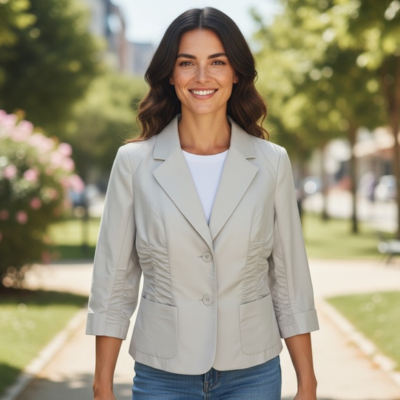 The Limited Jackets & Blazers - The Limited Women's 3/4 Sleeve Beige Blazer